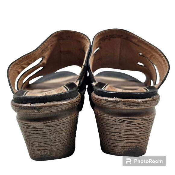 Sanita Nina Black Leather Peekaboo Slides Block Heel EU 40; US 9 - Picture 9 of 9